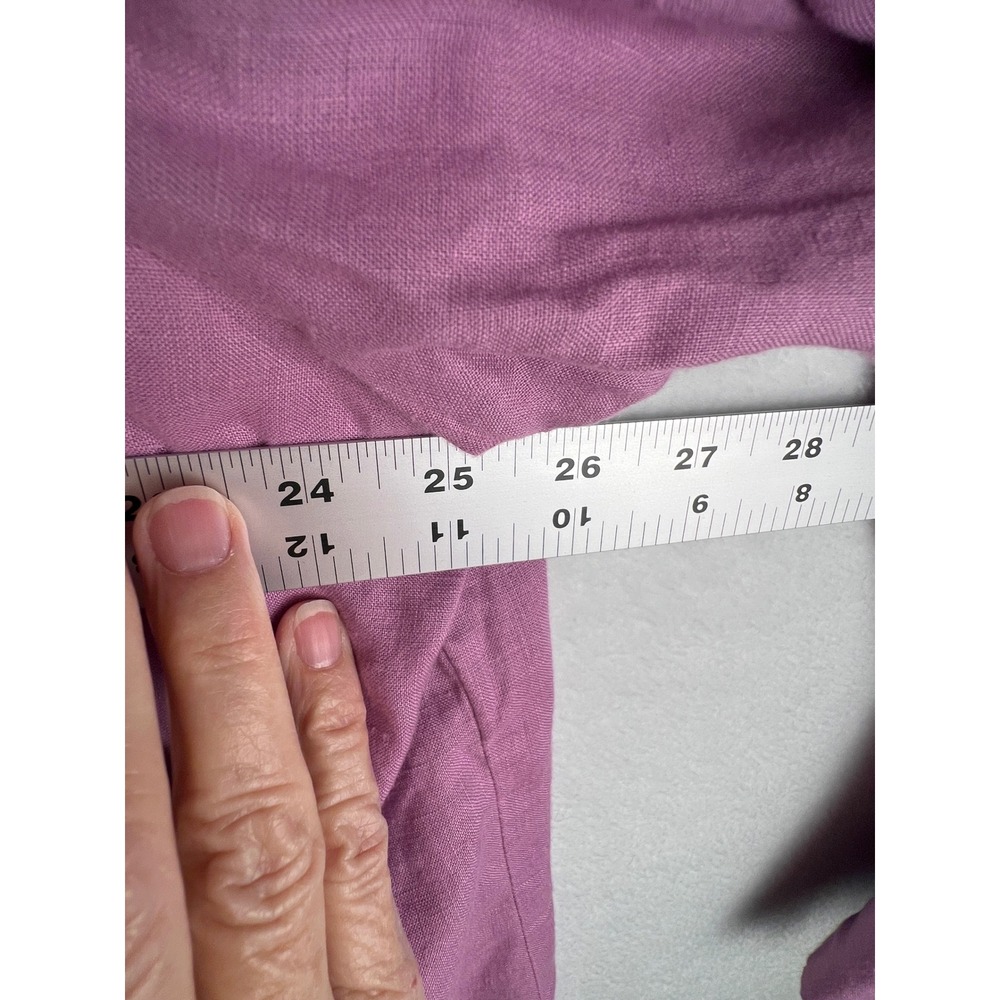 Investments Woman Gold Label 24W Purple Linen Shirt Coastal Plus Size - Picture 4 of 7